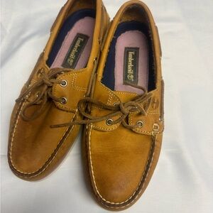 Timberland women’s Tan Leather Boat Shoes